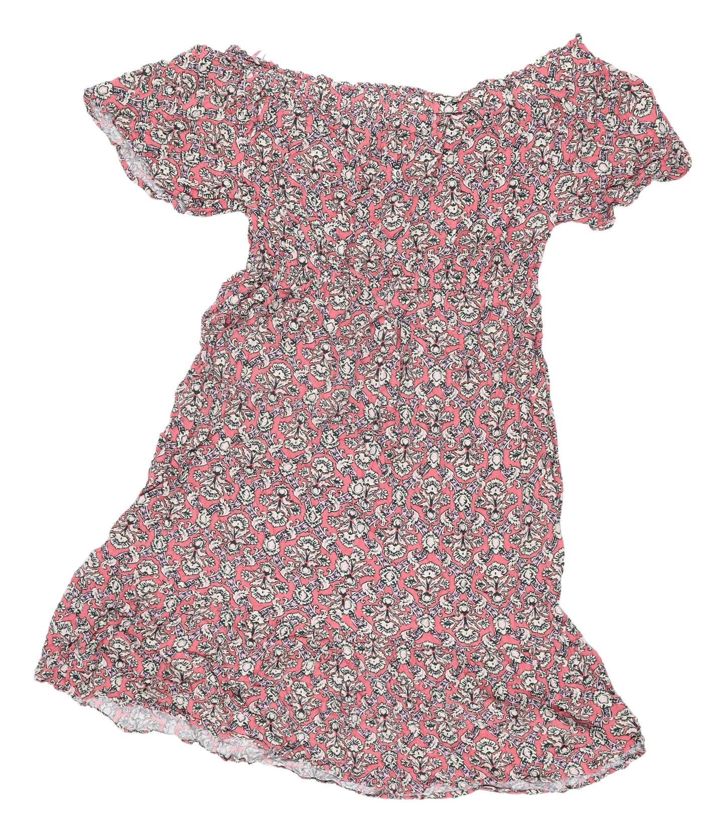 Next Women's Pink Floral Off the Shoulder Dress - Size 16