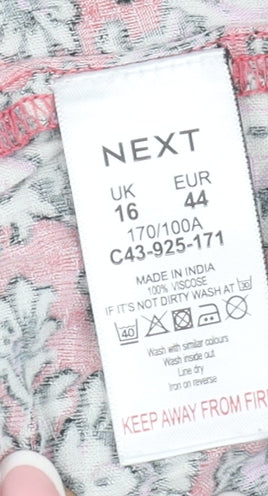 Next Women's Pink Floral Off the Shoulder Dress - Size 16