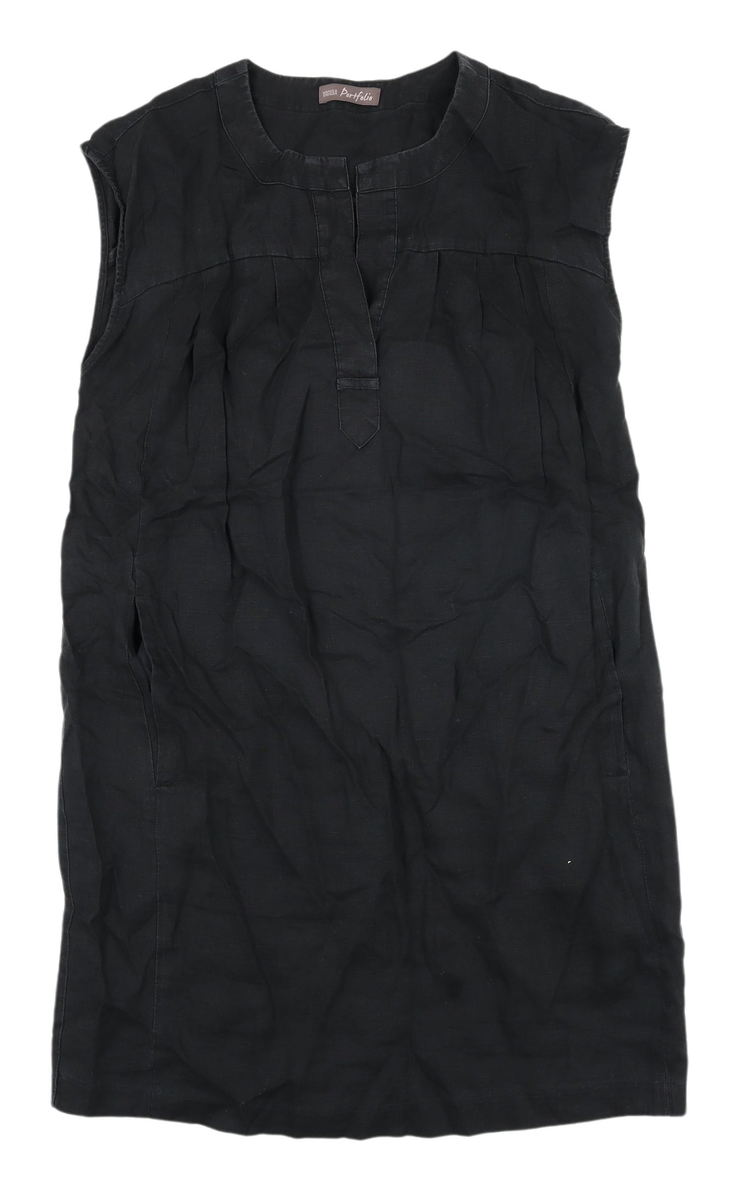 Marks & Spencer Black Linen Women's Sleeveless Shift Dress