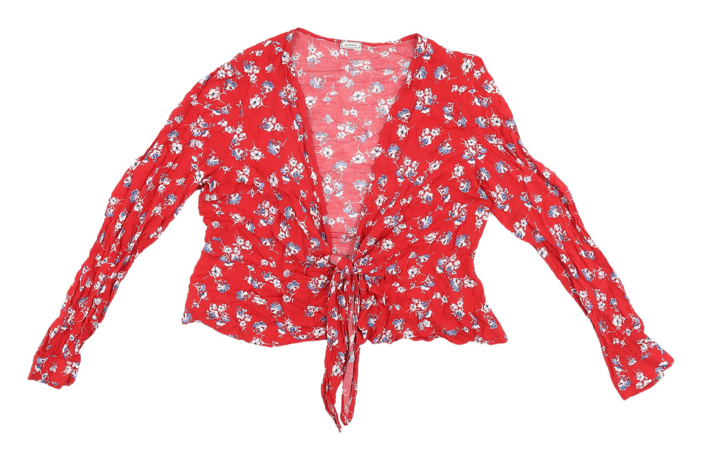 Pimkie Women's Red Floral Wrap Blouse, Size L