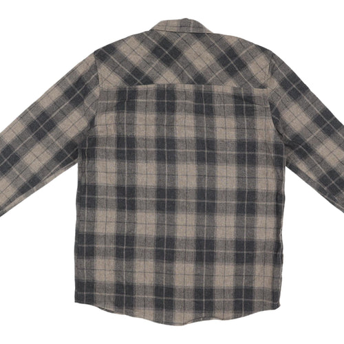 BoohooMAN Men's Brown Check Regular Fit Shirt S