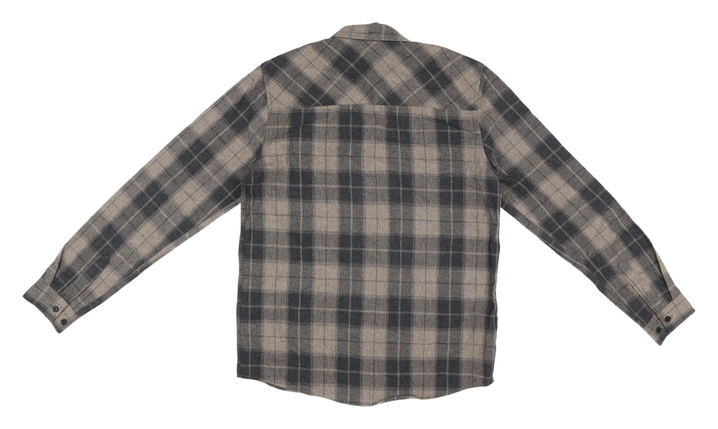 BoohooMAN Men's Brown Check Regular Fit Shirt S