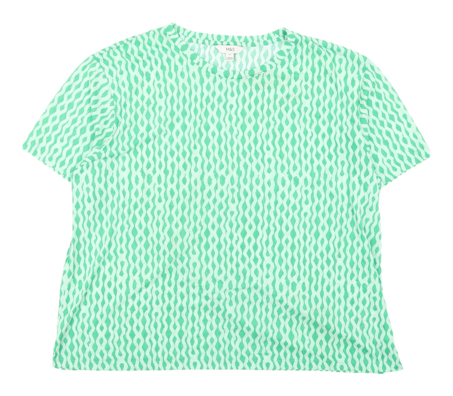 Marks and Spencer Women's Green Geometric T-Shirt