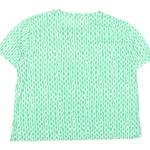 Marks and Spencer Women's Green Geometric T-Shirt