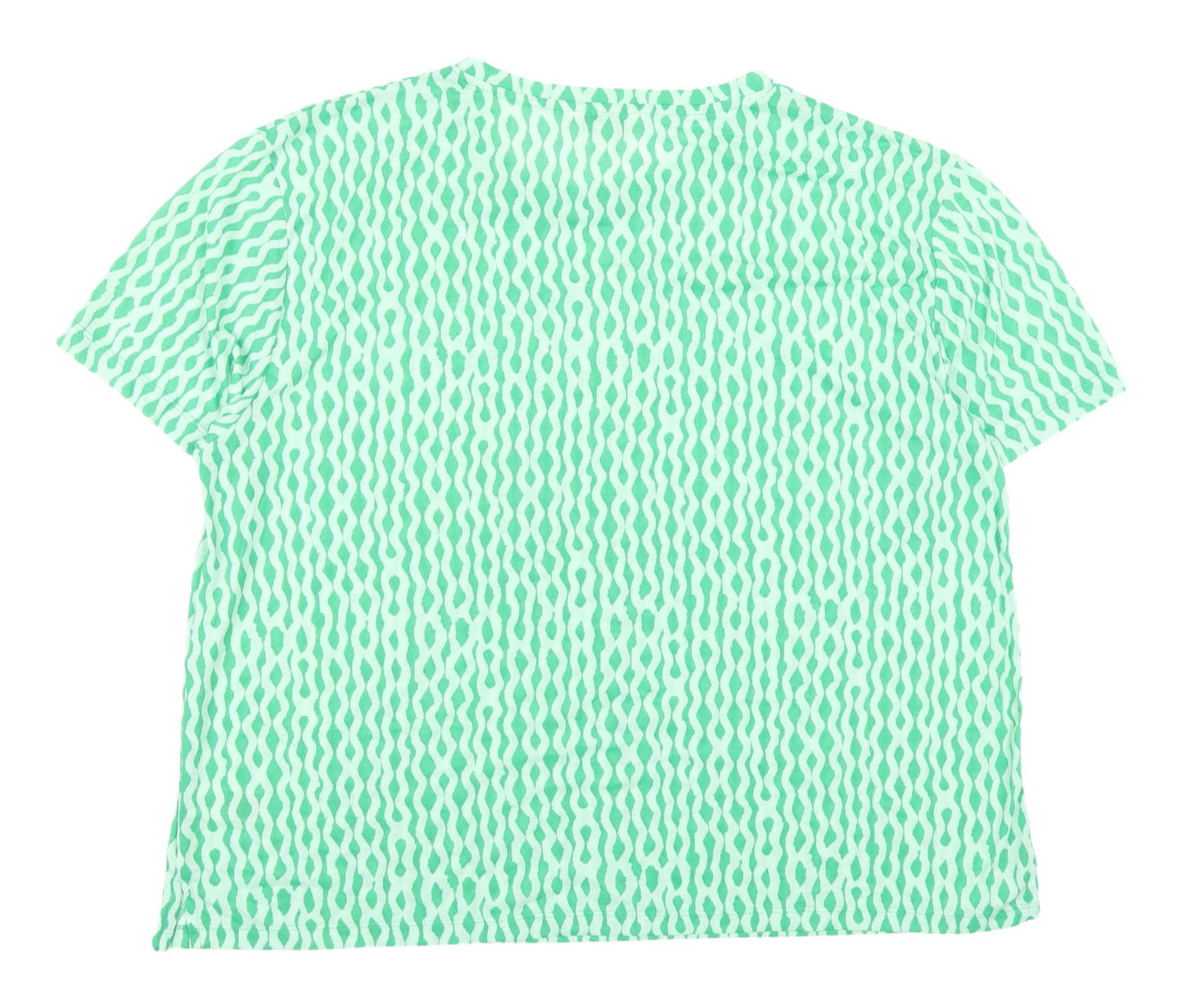 Marks and Spencer Women's Green Geometric T-Shirt
