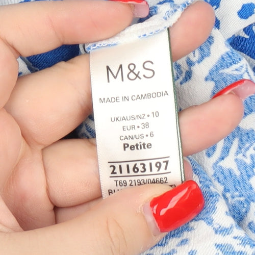 Marks and Spencer Blue Floral Puff Sleeve Dress