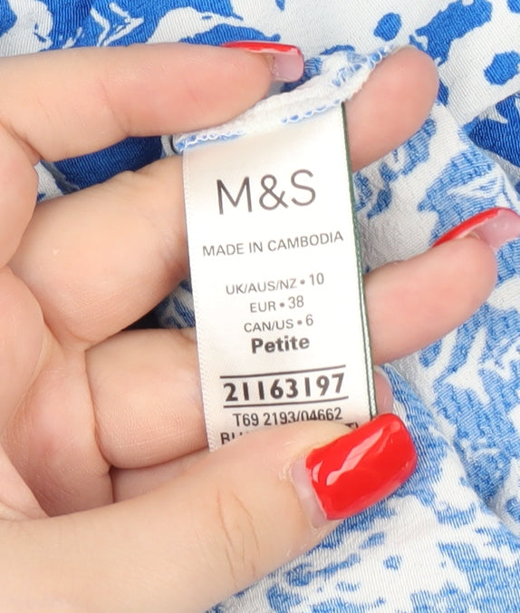 Marks and Spencer Blue Floral Puff Sleeve Dress