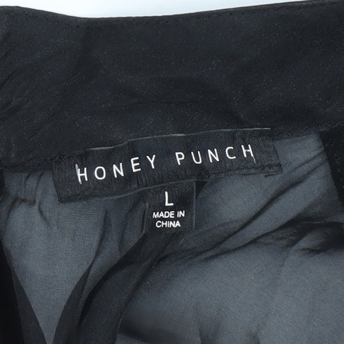 Honey Punch Women's Black Chiffon Blouse, Size L, Classic Style