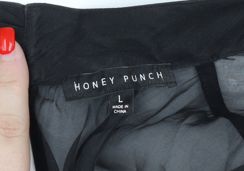 Honey Punch Women's Black Chiffon Blouse, Size L, Classic Style