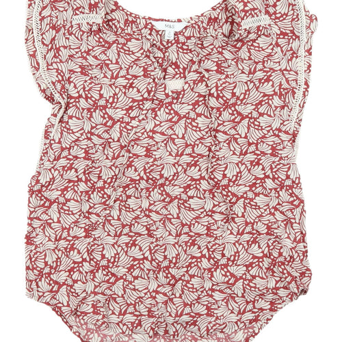 Marks and Spencer Women's Red Floral Blouse, Size 10
