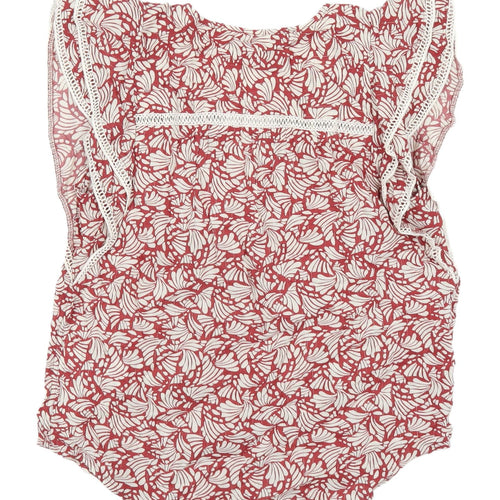Marks and Spencer Women's Red Floral Blouse, Size 10