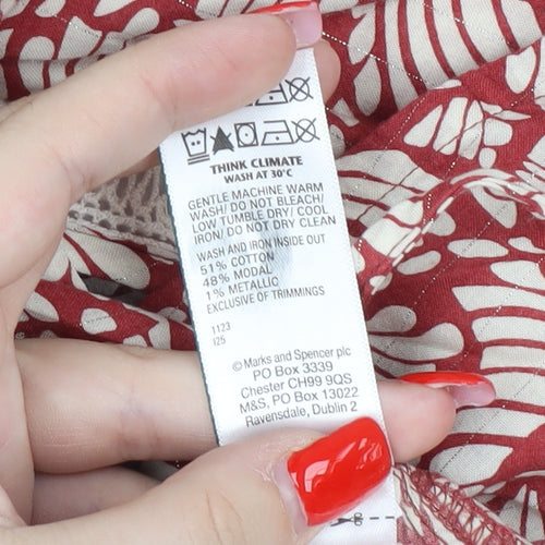 Marks and Spencer Women's Red Floral Blouse, Size 10