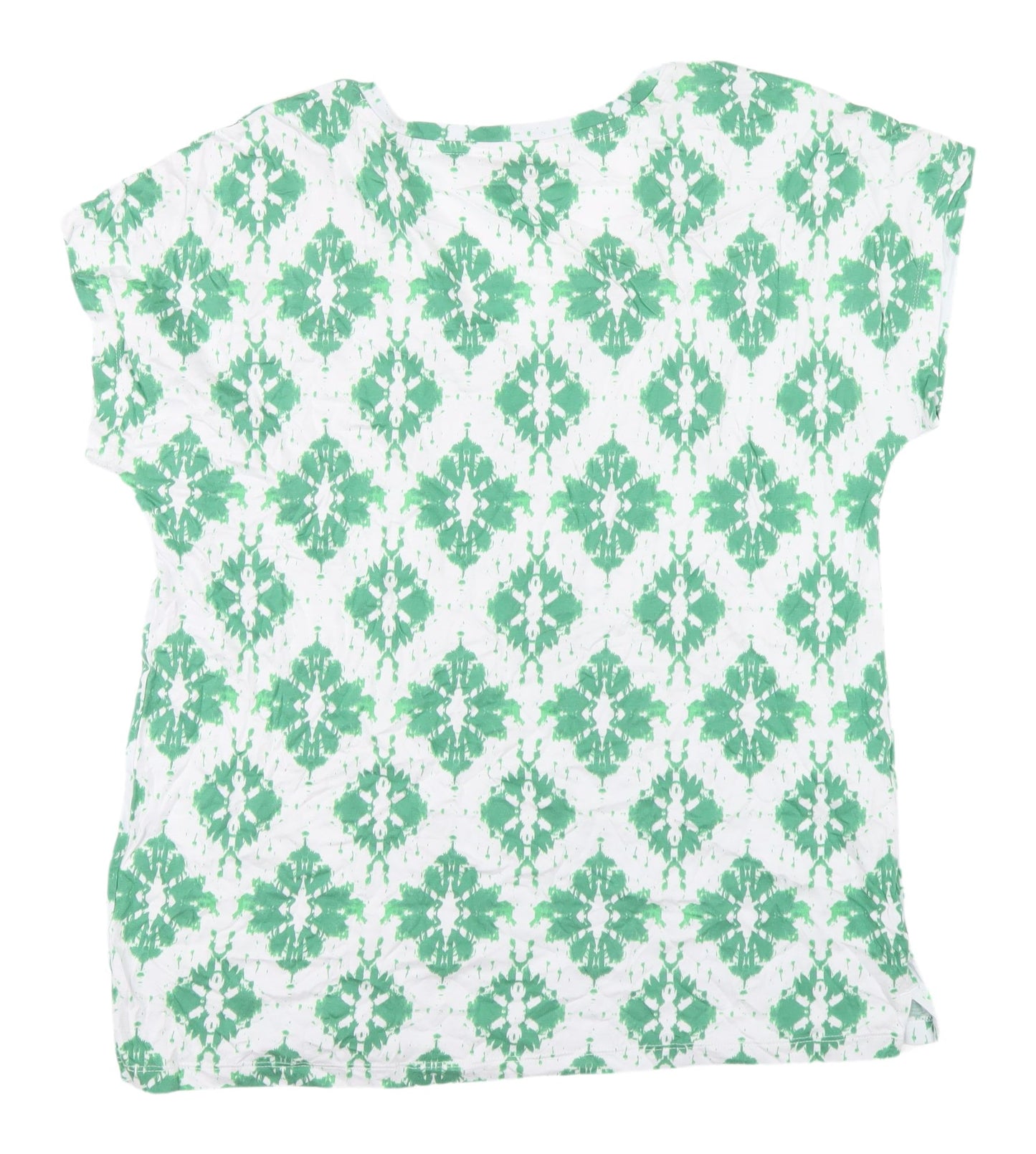 Marks and Spencer Women's Green Geometric T-Shirt Size 14