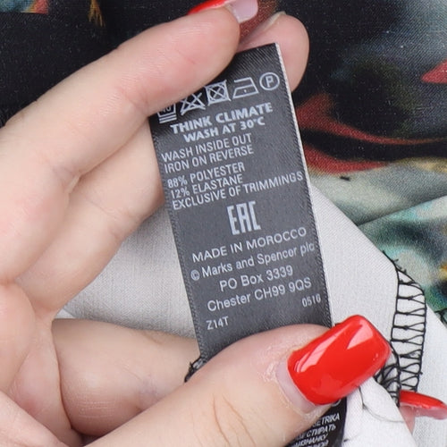 Per Una Women's Black Floral Pencil Skirt Size 18