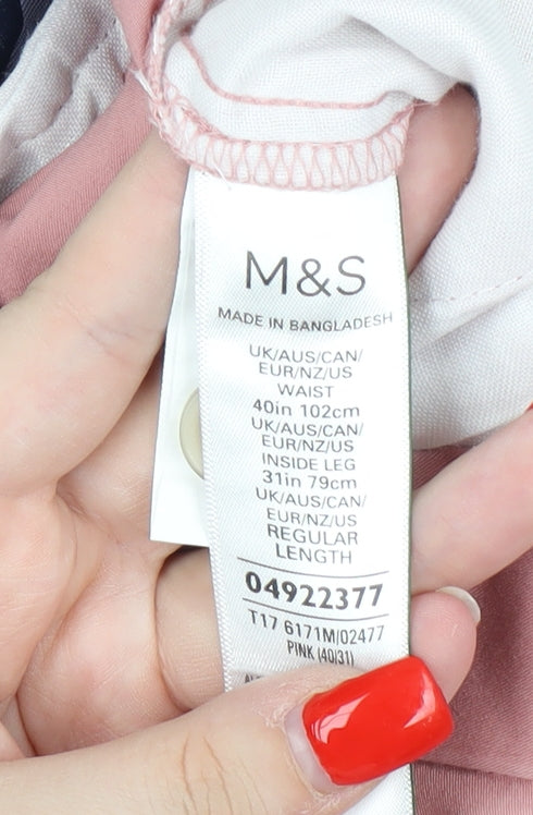 Marks and Spencer Men's Pink Chino Trousers, Size 40