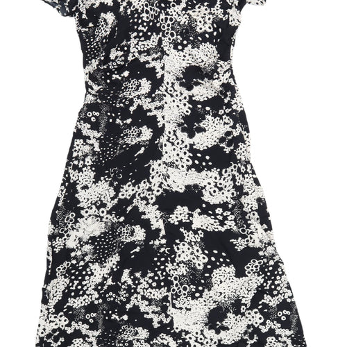 Marks and Spencer Women's Black Floral Midi Dress Size 8