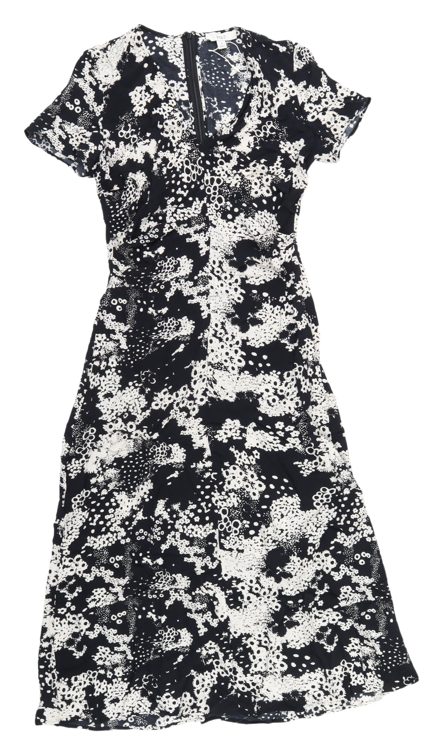 Marks and Spencer Women's Black Floral Midi Dress Size 8