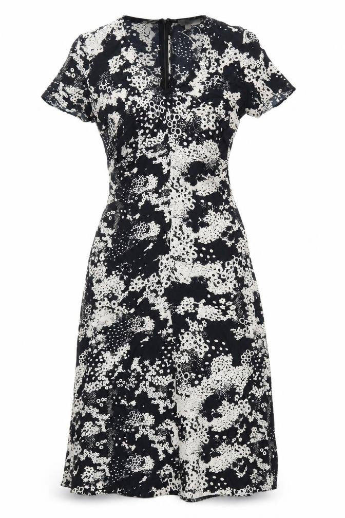 Marks and Spencer Women's Black Floral Midi Dress Size 8