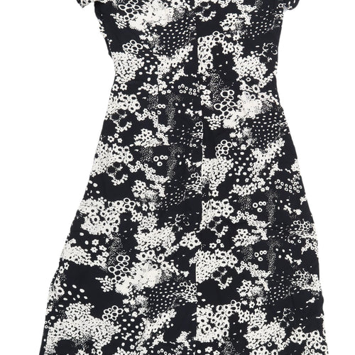 Marks and Spencer Women's Black Floral Midi Dress Size 8