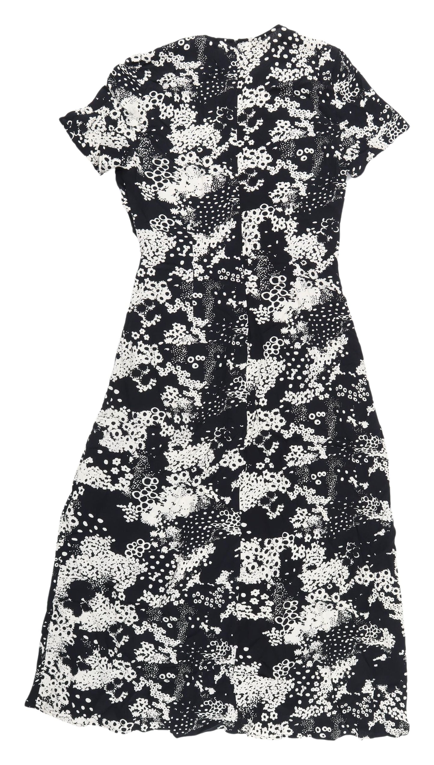 Marks and Spencer Women's Black Floral Midi Dress Size 8