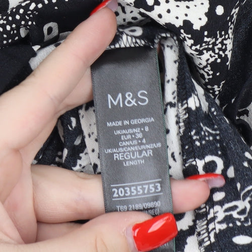 Marks and Spencer Women's Black Floral Midi Dress Size 8