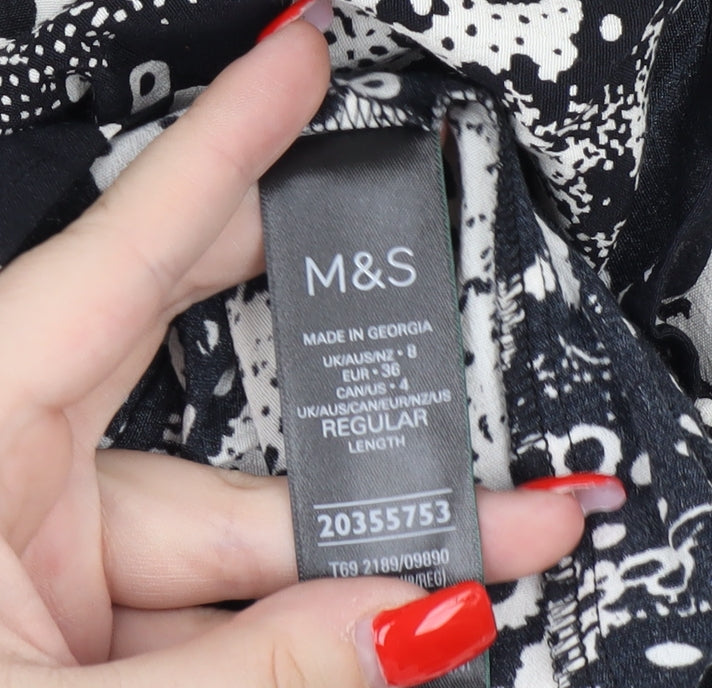 Marks and Spencer Women's Black Floral Midi Dress Size 8