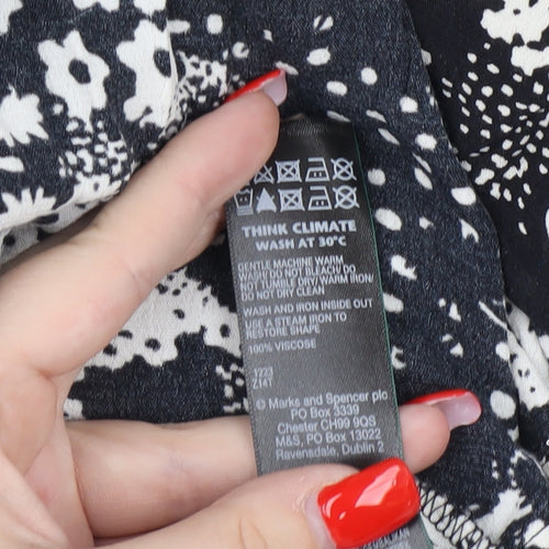 Marks and Spencer Women's Black Floral Midi Dress Size 8