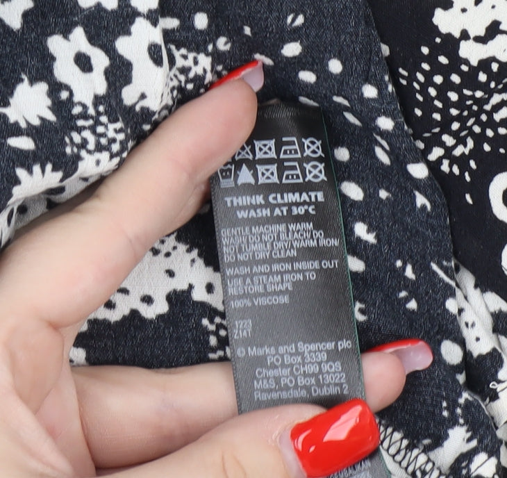 Marks and Spencer Women's Black Floral Midi Dress Size 8