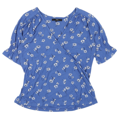 Next Women's Blue Floral Wrap Blouse, Size 14