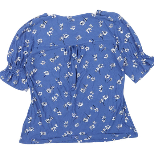 Next Women's Blue Floral Wrap Blouse, Size 14