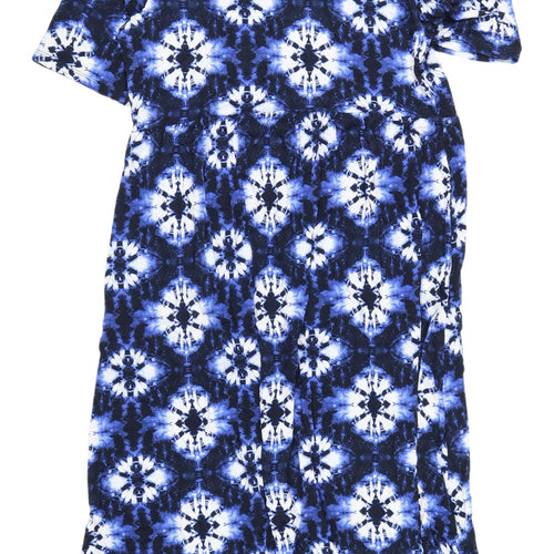 Marks and Spencer Women's Blue Tie Dye T-Shirt Dress, Size 14