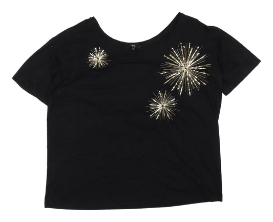 Next Women's Black Sequin T-Shirt Size 16