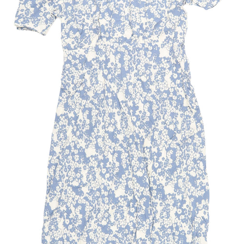 Marks and Spencer Women's Blue Floral Shift Dress Size 14