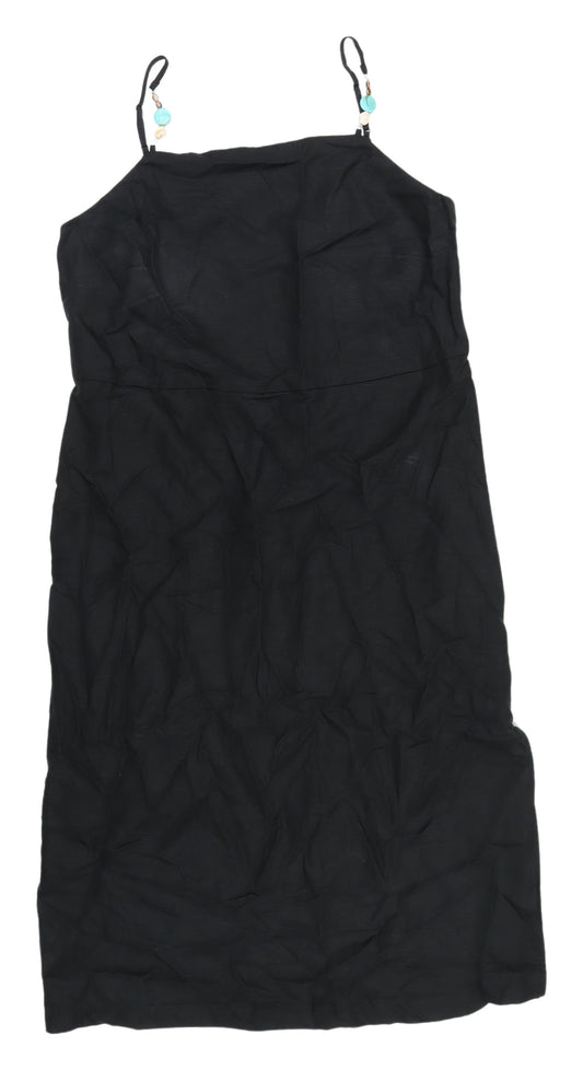 Marks & Spencer Black Midi Slip Dress Size 14