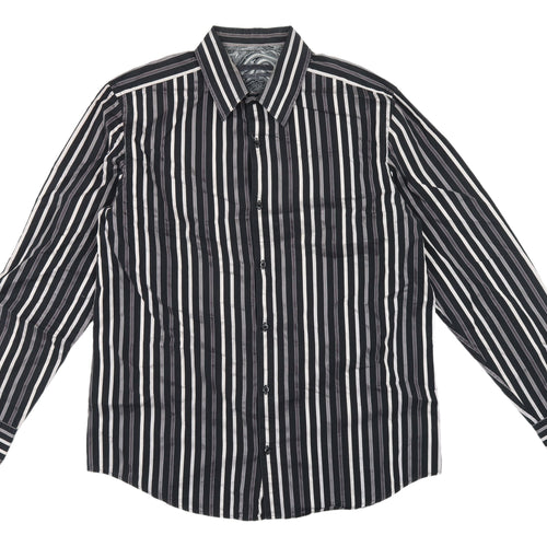 NEXT Menswear Black Striped Long Sleeve Shirt Large