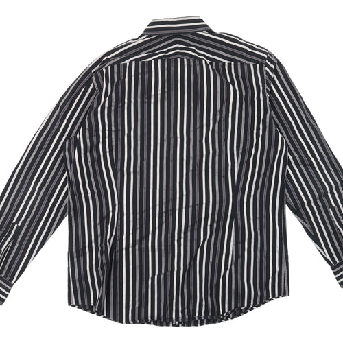 NEXT Menswear Black Striped Long Sleeve Shirt Large