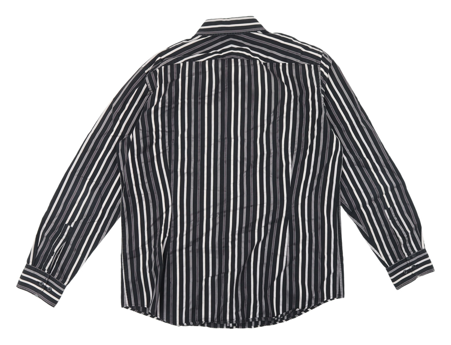 NEXT Menswear Black Striped Long Sleeve Shirt Large