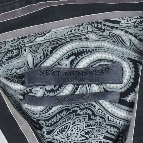 NEXT Menswear Black Striped Long Sleeve Shirt Large