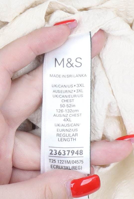 Marks & Spencer Men's Ivory 3XL Casual Button-Up