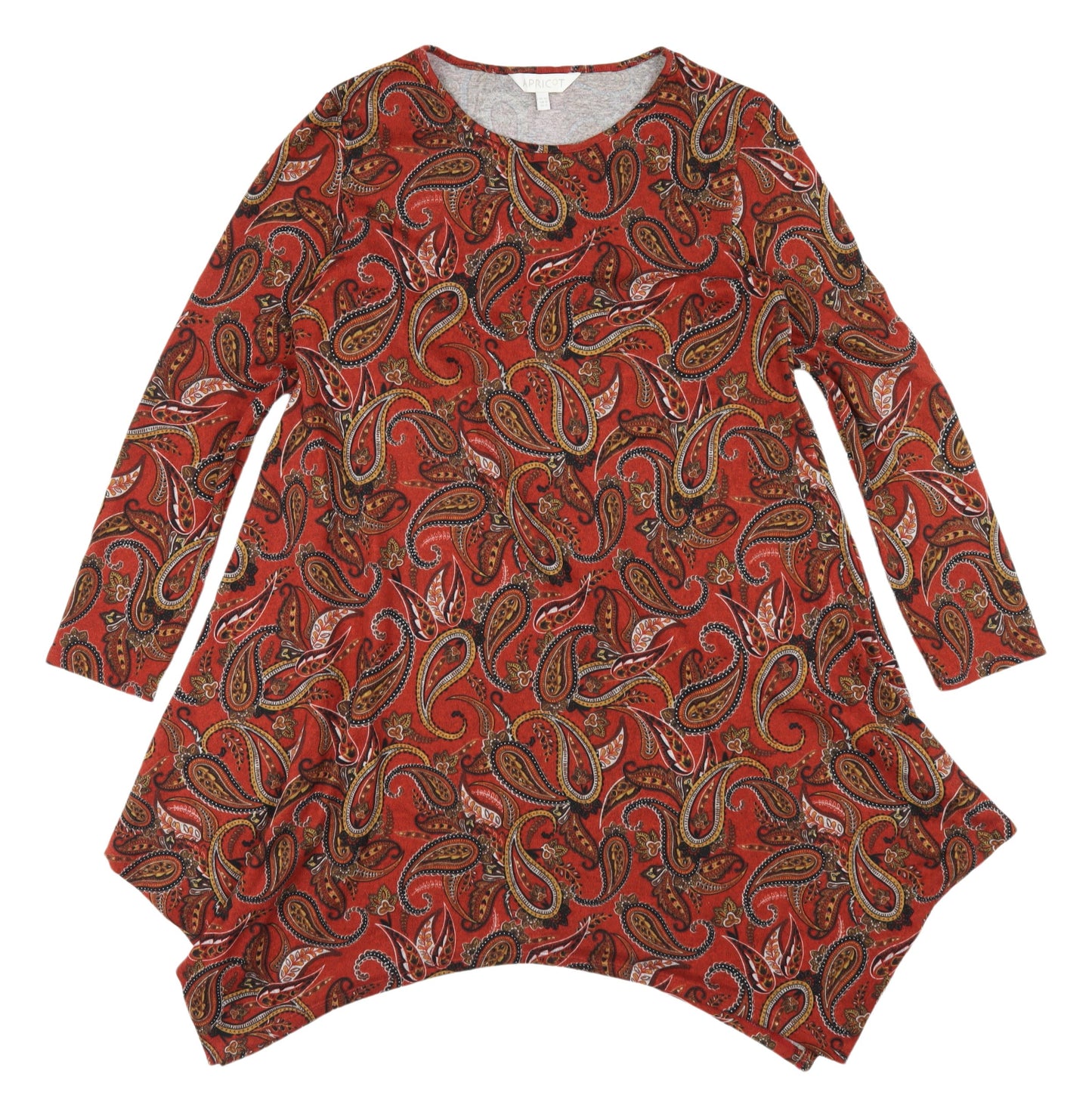 Apricot Women's Red Paisley Long Sleeve Dress UK 12