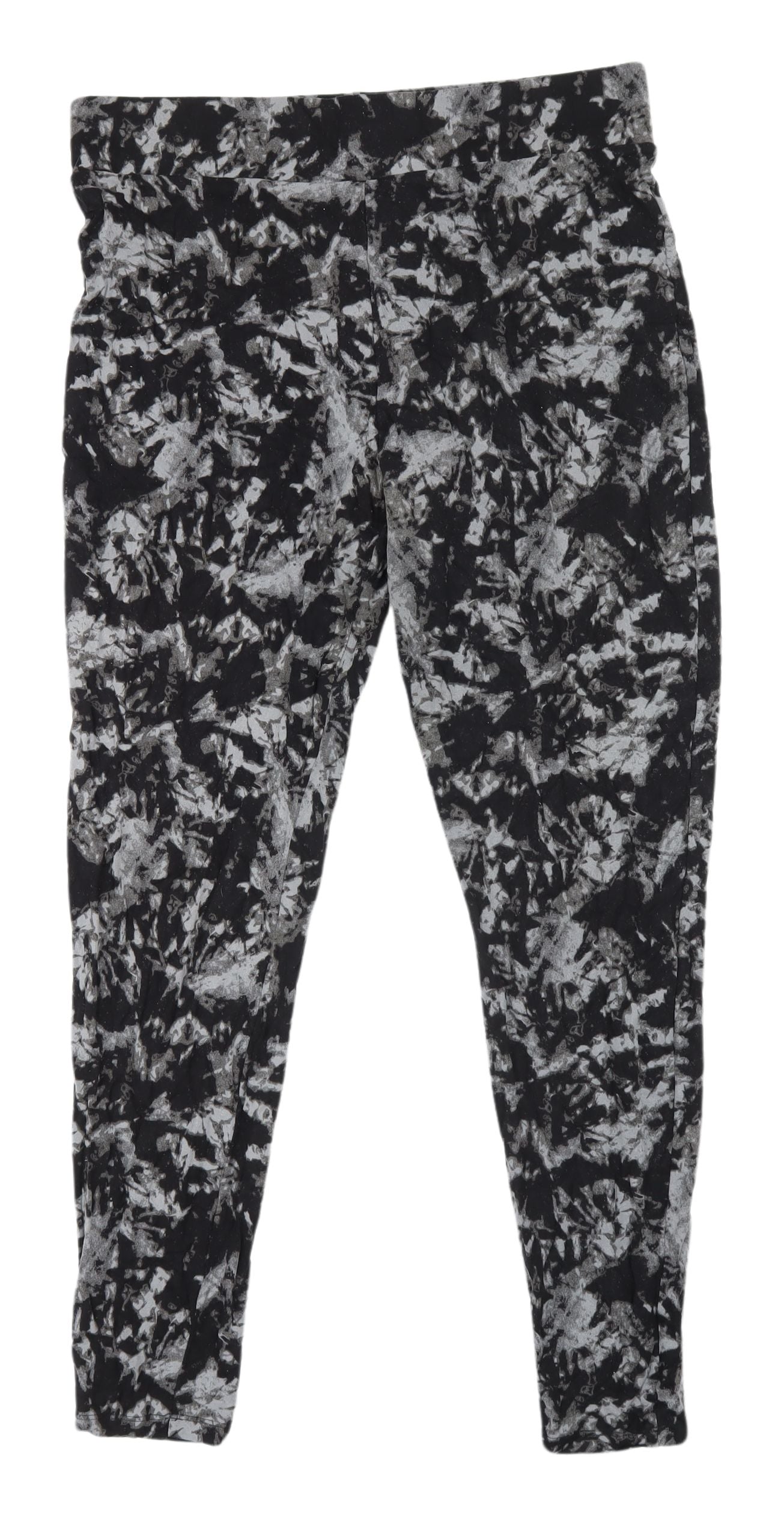 Marks and Spencer Women's Grey Floral Leggings - Size 14