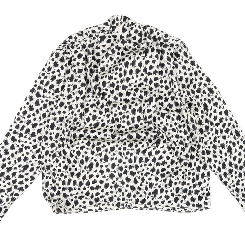 Zara Women's White Animal Print Blouse, Size S