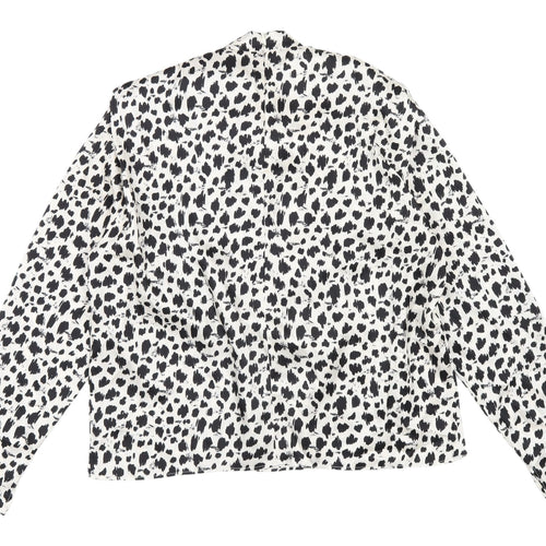Zara Women's White Animal Print Blouse, Size S