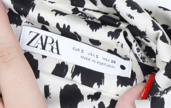 Zara Women's White Animal Print Blouse, Size S