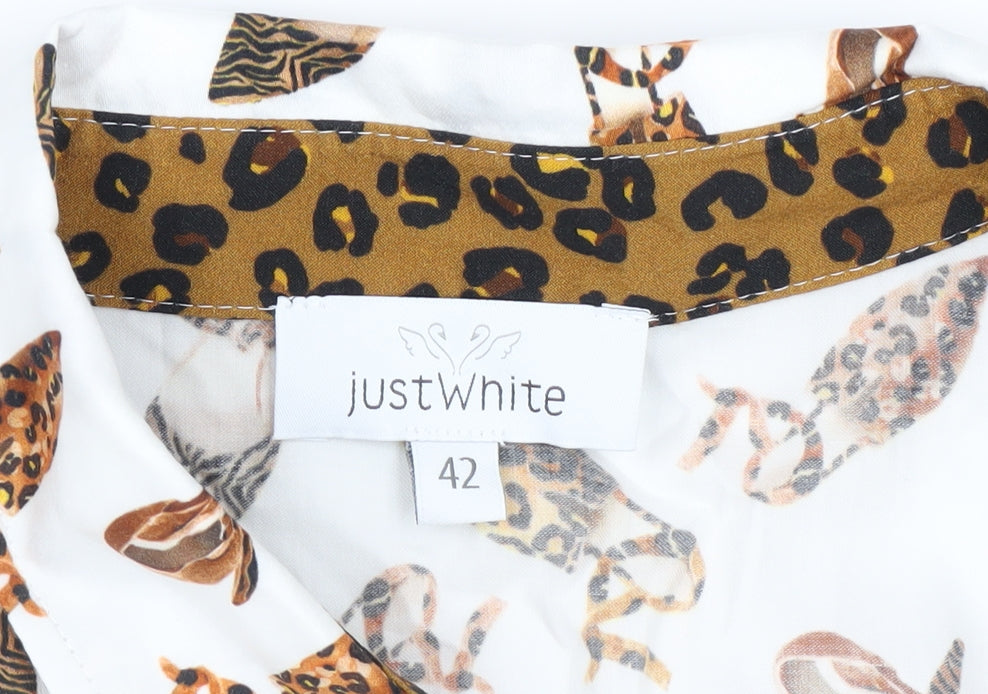 Just White Women's Multicoloured Animal Print Shirt