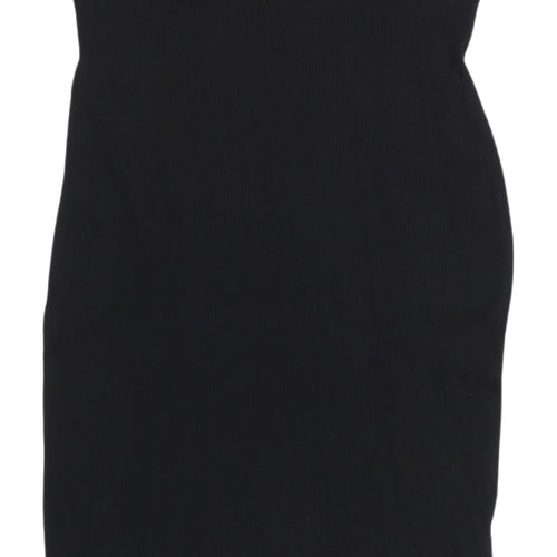 Marks and Spencer Black Midi Bodycon Dress - L - Classic Style