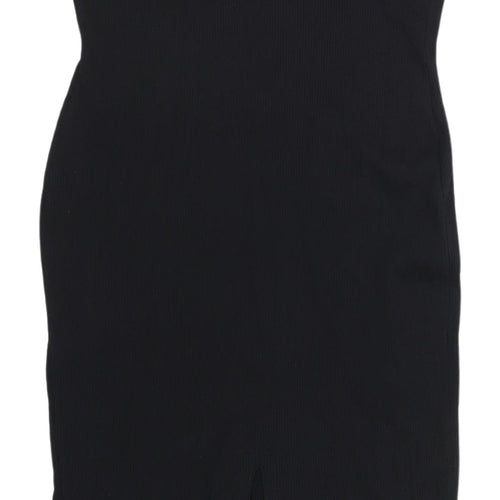 Marks and Spencer Black Midi Bodycon Dress - L - Classic Style