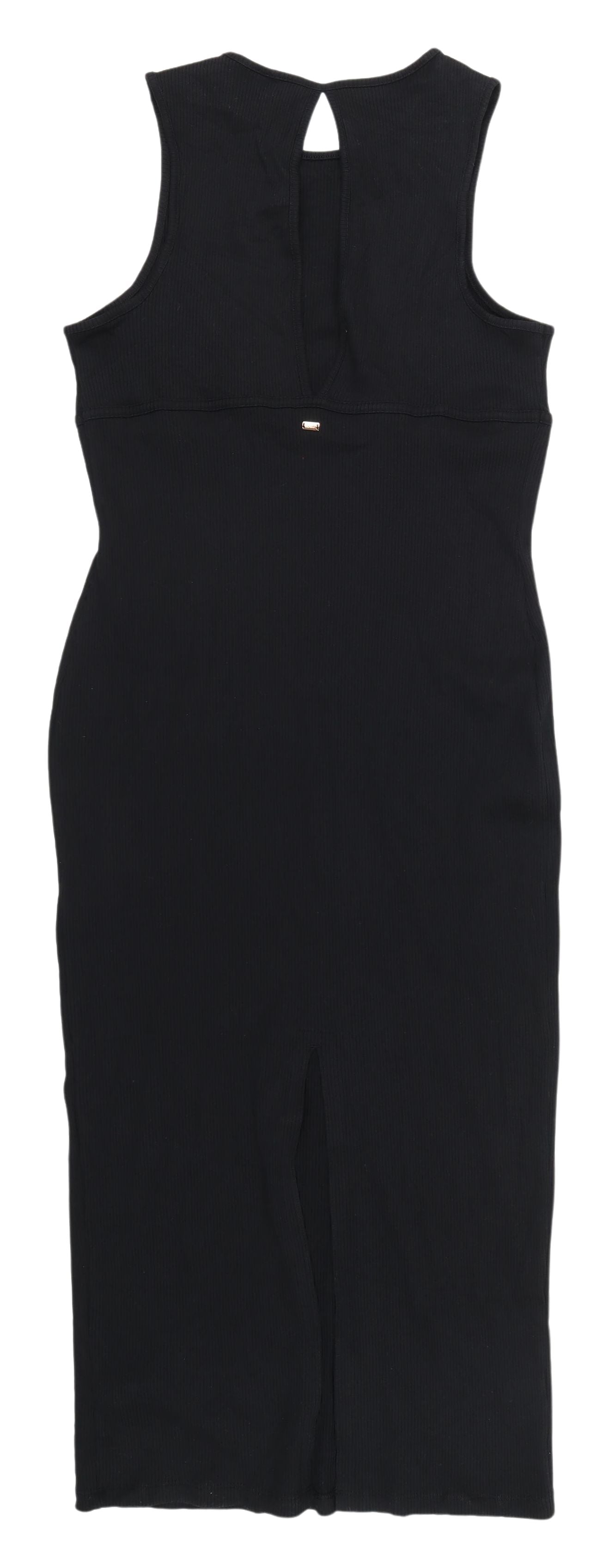 Marks and Spencer Black Midi Bodycon Dress - L - Classic Style