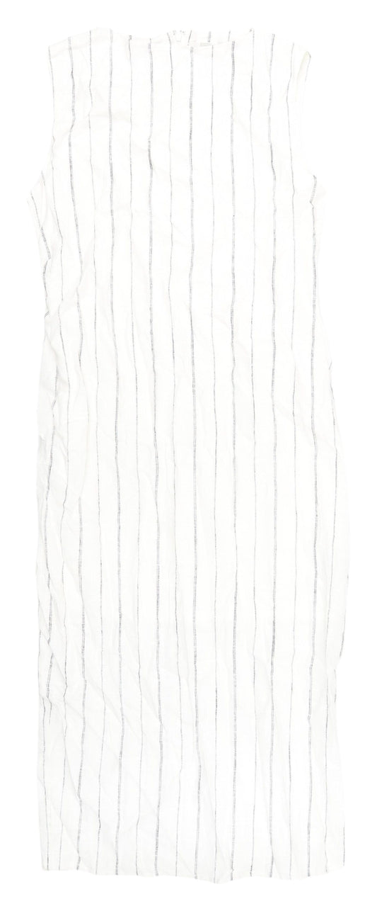 Marks and Spencer Women's White Striped Long Shift Dress