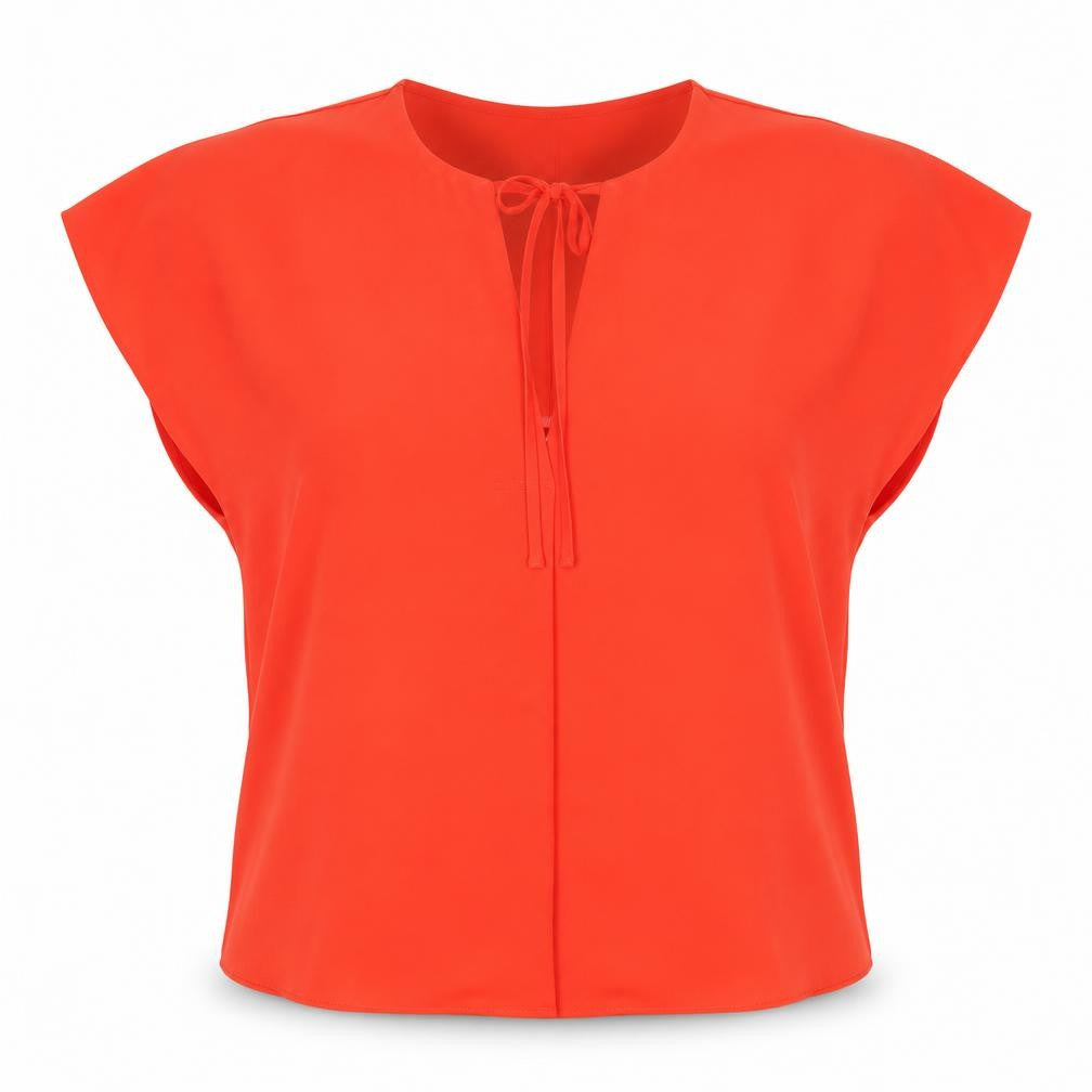 Front view of Marks & Spencer Orange Cap Sleeve Blouse, size 12